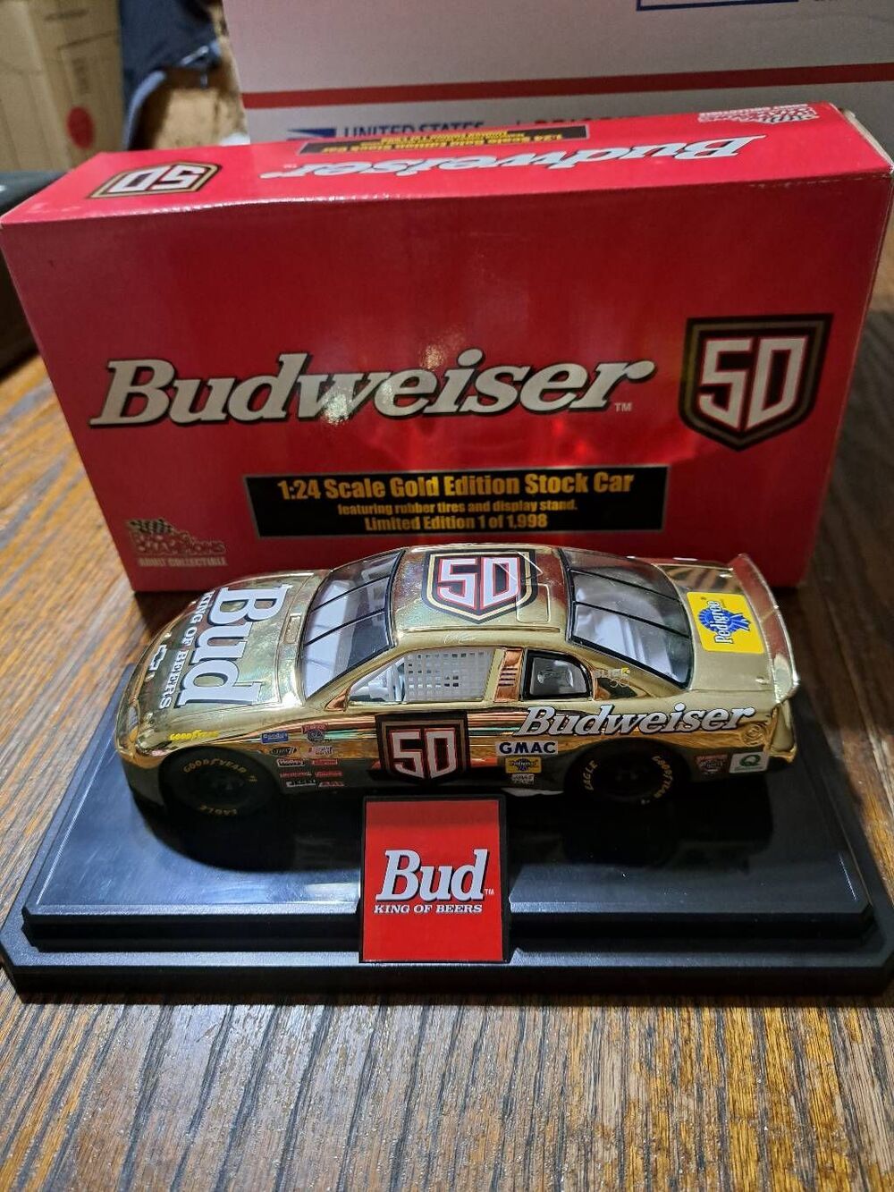 Vintage 98 Racing Champions Gold Ricky Craven #50 Bud Die Cast Nascar Race Car